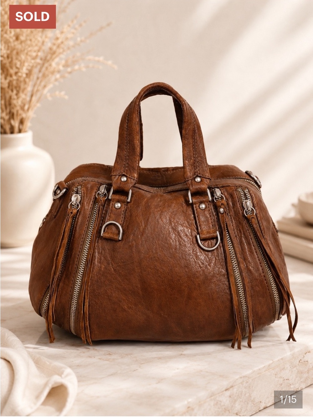 Botkier Brown Leather Dual-Zip Satchel
